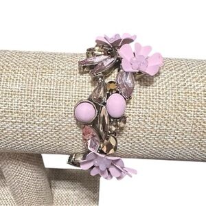 NWT Simply Vera Wang 3D Pink Flower and Gold Floral Bracelet